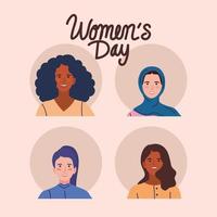 iconos con letras del día de la mujer vector