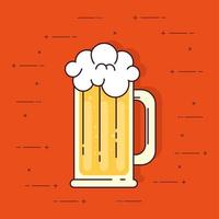 mug of beer with froth on orange background vector