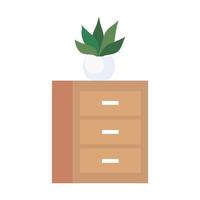 wooden drawer with house plant icon on white background vector
