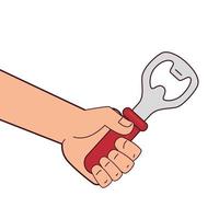 hand holding a bottle opener on white background vector