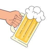 hand holding a mug beer, on white background vector