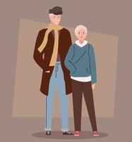 couple of senior in fashionable outfit vector