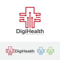 Health technology logo design vector