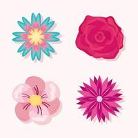 conjunto de flores de colores vector