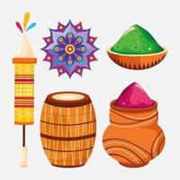 icons for holi celebration vector