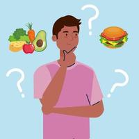 man thinking what to eat vector design