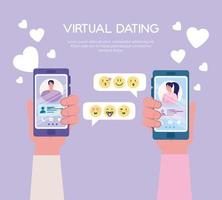 Woman and man chatting in smartphones vector design