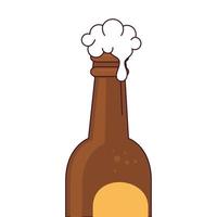 bottle of beer with froth on white background vector