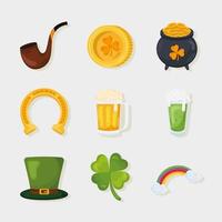 bundle of saint patricks day icons vector