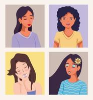 cards with women vector
