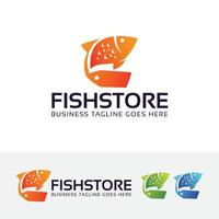 Fish store logo design template vector