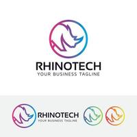 diseño de logotipo de tecnología de rinoceronte vector