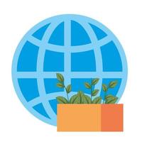 Global sphere with plant inside box vector design