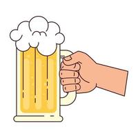 hand holding a mug beer, on white background vector