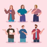 group of people pointing vector