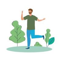 Isolated avatar man at park vector design