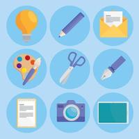 icons with tools for graphic designer vector