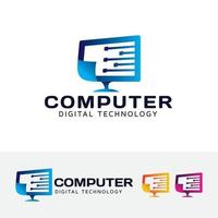 Computer technology logo design vector