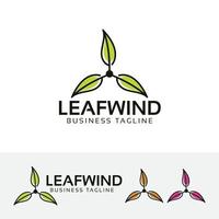 Leaf wind vector logo design