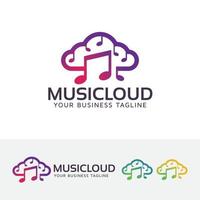 logotipo de concepto de vector de nube de música