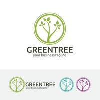 Green tree vector logo design