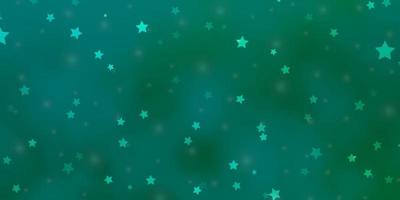 Fondo de vector verde claro con estrellas pequeñas y grandes.