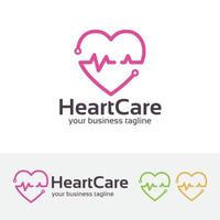 Heart care vector logo template