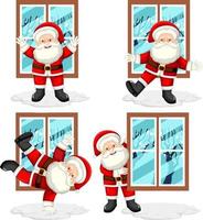 Set of Santa by the glass window vector