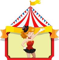 Circus girl on circus tent banner vector