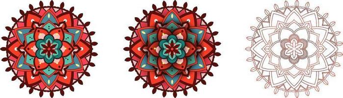 Set of vintage mandala with thin lines vector