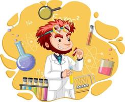 personaje de dibujos animados de hombre científico con equipos de laboratorio vector