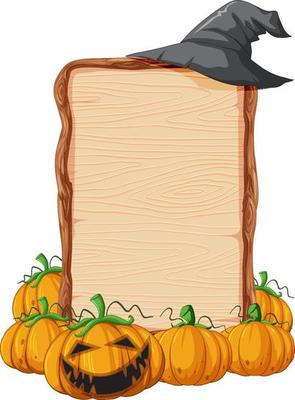 Isolated wooden banner with witch theme