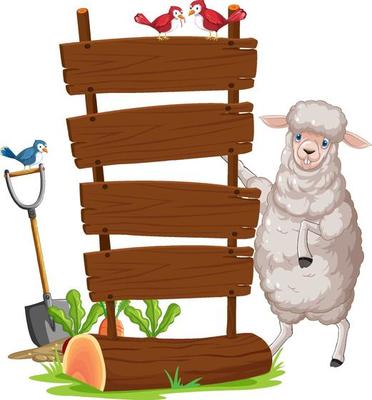 Sheep with wooden sign banner