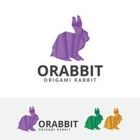 Origami rabbit logo design vector
