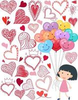 tema de San Valentín con muchos corazones vector