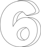 Number six doodle outline for colouring vector