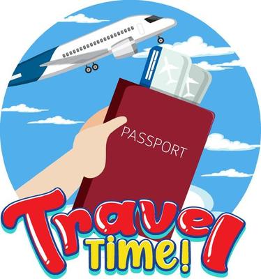 Travel Time typography design with passport