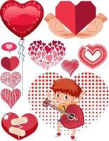 tema de San Valentín con muchos corazones vector