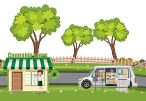 People shopping at the flea market scene vector