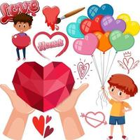tema de San Valentín con muchos corazones y niños vector