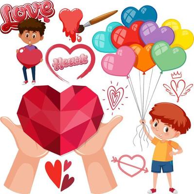 Valentine theme with many hearts and boys