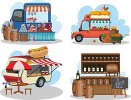 Flea market concept with set of different car boot sales vector