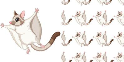 Seamless design of sugar glider  on white background vector