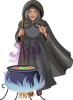 Wicked old witch character on white background vector