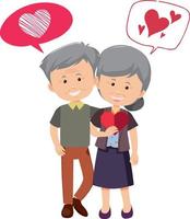 Old couple in love with heart icons vector