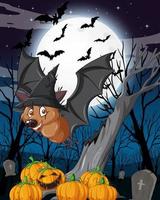 Halloween night scene with group of bats vector