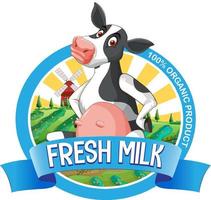 A cow with a Fresh milk label vector