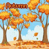 fondo de árboles de otoño con palabra de otoño vector