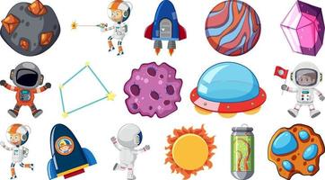 Set of isolated fantasy space game objects and elements vector