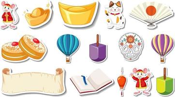 Set of different traditional objects vector